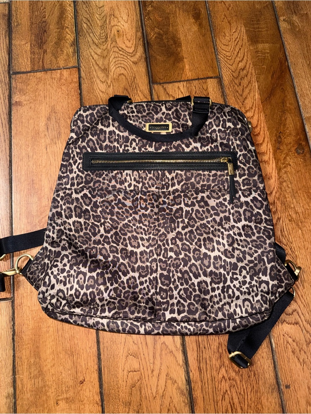 Baggallini Leopard Print Backpack in Brown and Black